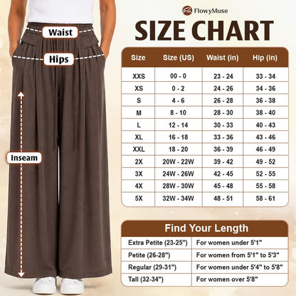 FlowyMuse - Women's Cooling Stretch Flowy Wide-Leg Pants