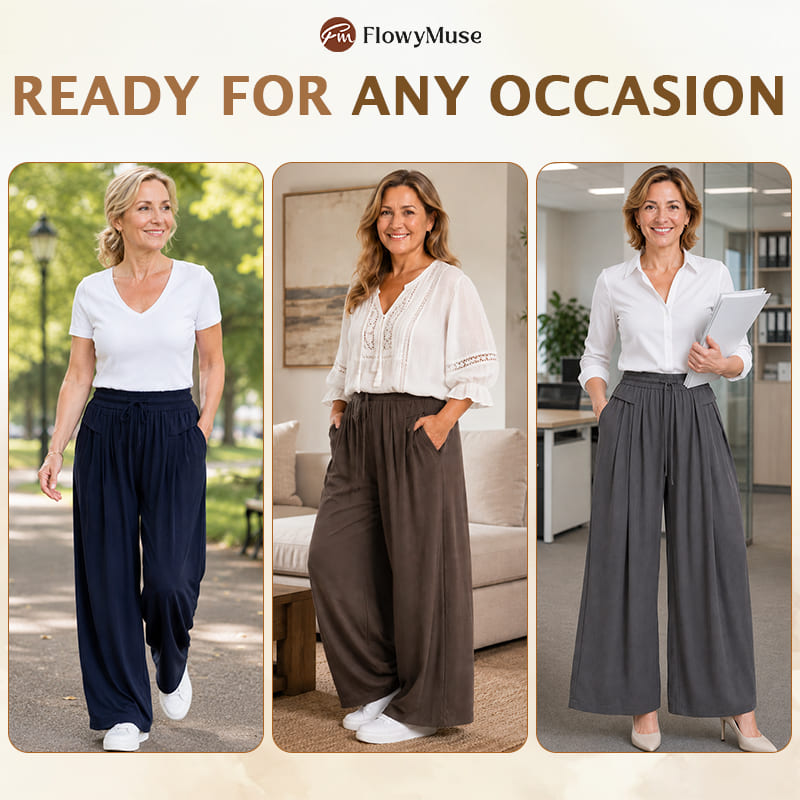 FlowyMuse - Women's Cooling Stretch Flowy Wide-Leg Pants