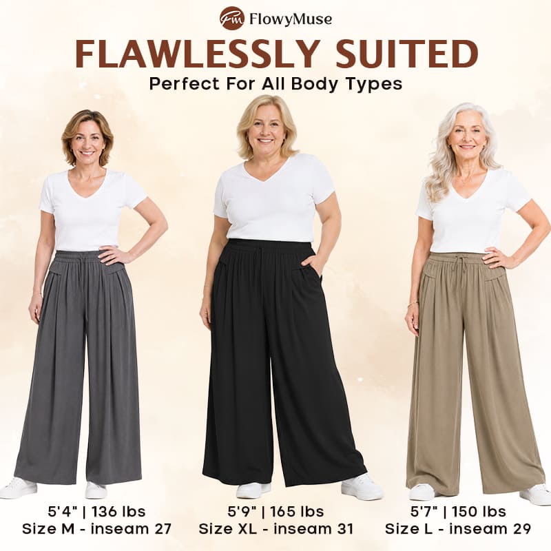 FlowyMuse - Women's Cooling Stretch Flowy Wide-Leg Pants