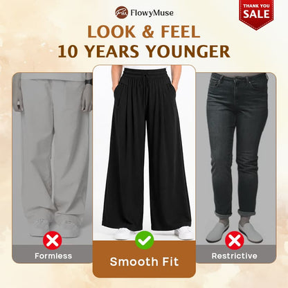 FlowyMuse - Women's Cooling Stretch Flowy Wide-Leg Pants