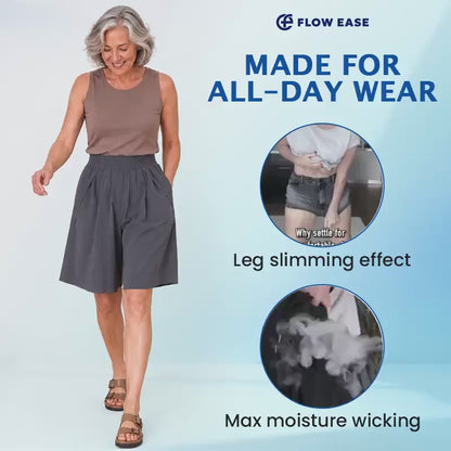 FlowEase - Cooling Stretch Knee-Length Shorts for Women