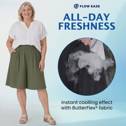 FlowEase - Cooling Stretch Knee-Length Shorts for Women