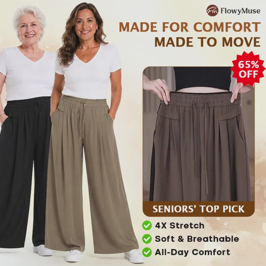 FlowyMuse - Women's Cooling Stretch Flowy Wide-Leg Pants